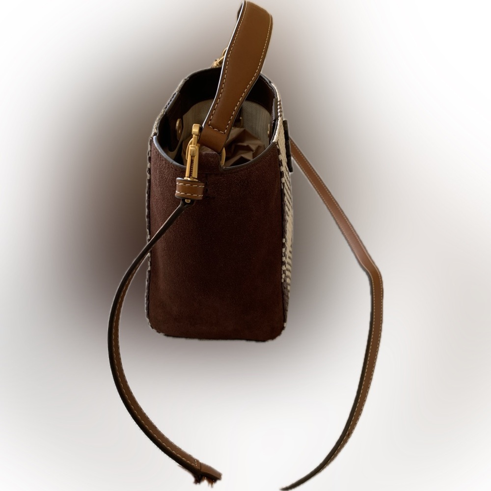 Tory Burch McGraw NWOT $378.00 Retail Woven Plaid Small Bucket Bag - Picture 8 of 11